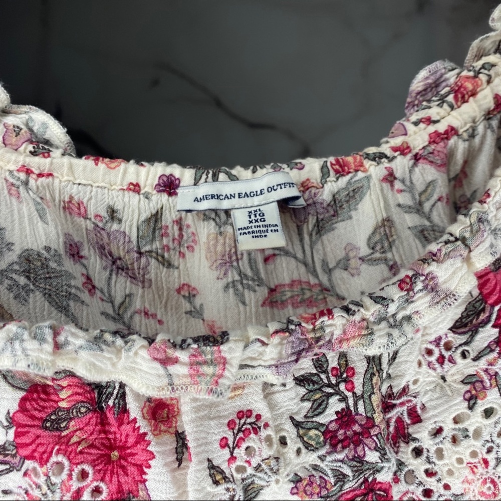 AE Off Shoulder Floral Ruffle Top - Picture 3 of 11